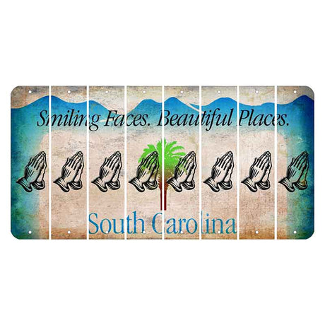 South Carolina Smiling Faces Cut License Plate Strips (Set of 8) Praying Hands