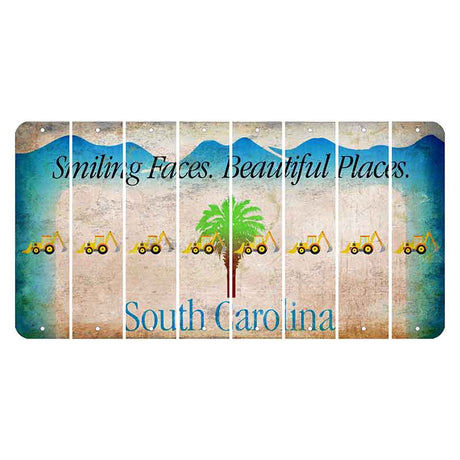 South Carolina Smiling Faces Cut License Plate Strips (Set of 8) Backhoe