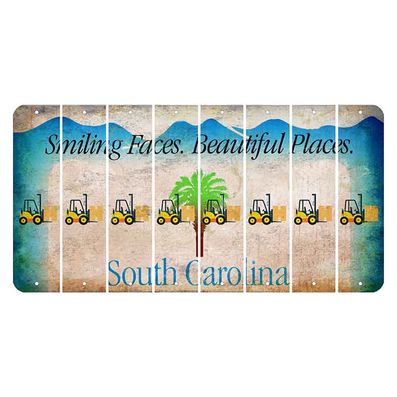 South Carolina Smiling Faces Cut License Plate Strips (Set of 8) Forklift