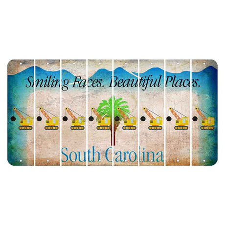 South Carolina Smiling Faces Cut License Plate Strips (Set of 8) Wrecking Ball Crane