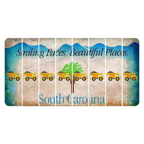 South Carolina Smiling Faces Cut License Plate Strips (Set of 8) Dump Truck