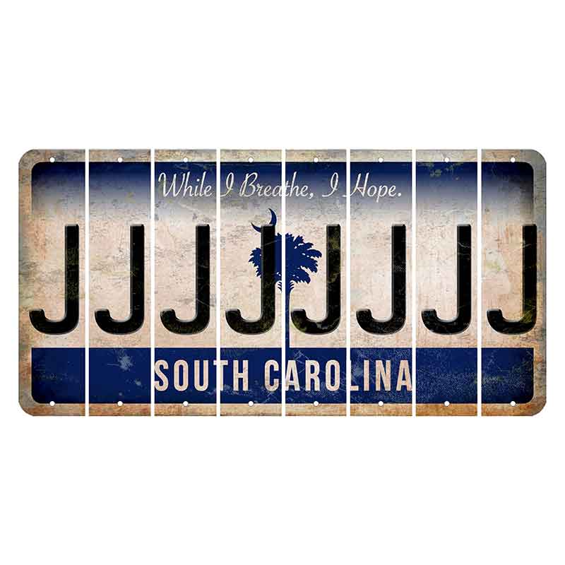 South Carolina While I Breathe Cut License Plate Strips (Set of 8) J