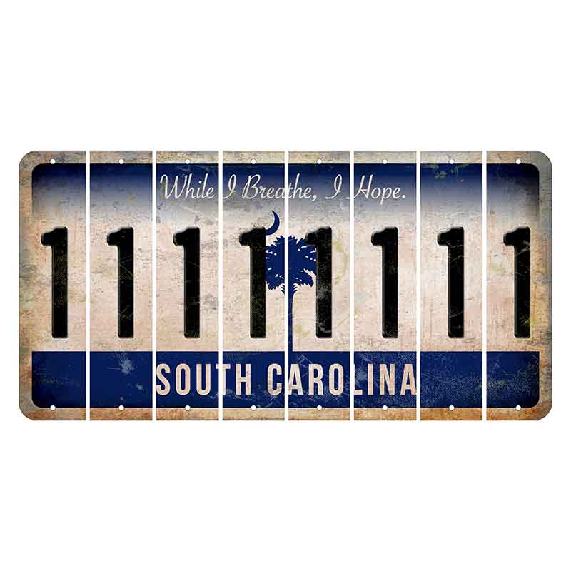 South Carolina While I Breathe Cut License Plate Strips (Set of 8) 1