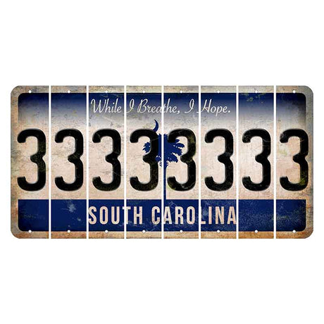 South Carolina While I Breathe Cut License Plate Strips (Set of 8) 3