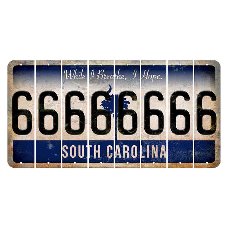 South Carolina While I Breathe Cut License Plate Strips (Set of 8) 6