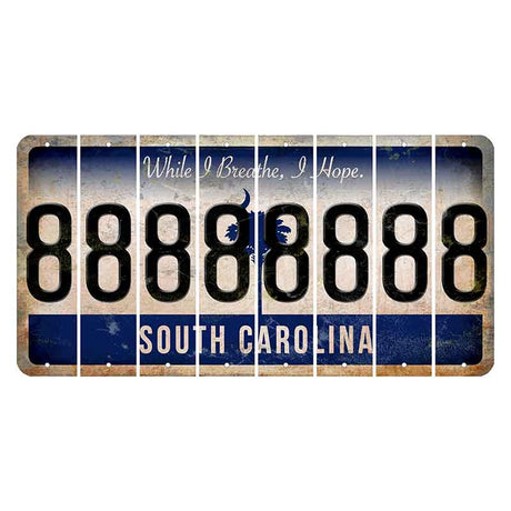 South Carolina While I Breathe Cut License Plate Strips (Set of 8) 8