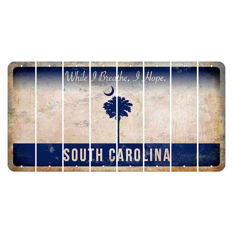 South Carolina While I Breathe Cut License Plate Strips (Set of 8) Blank