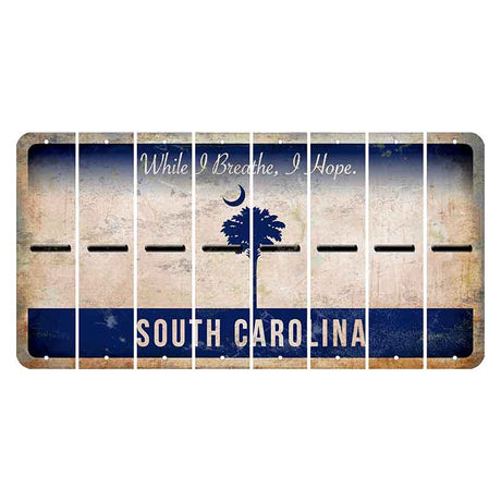 South Carolina While I Breathe Cut License Plate Strips (Set of 8) Hyphen