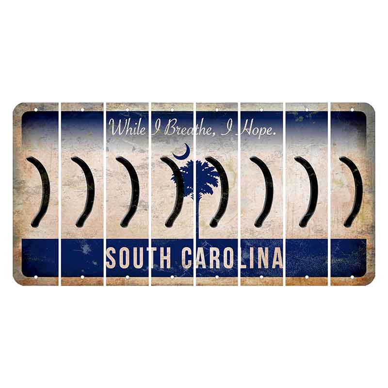 South Carolina While I Breathe Cut License Plate Strips (Set of 8) Parenthesis - Right