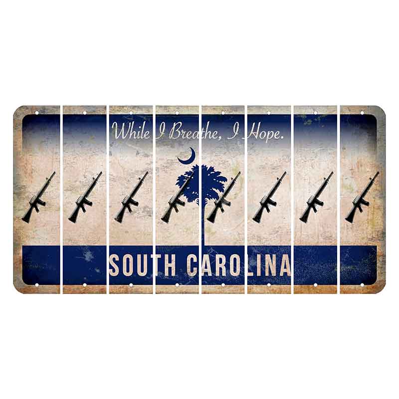 South Carolina While I Breathe Cut License Plate Strips (Set of 8) Rifle