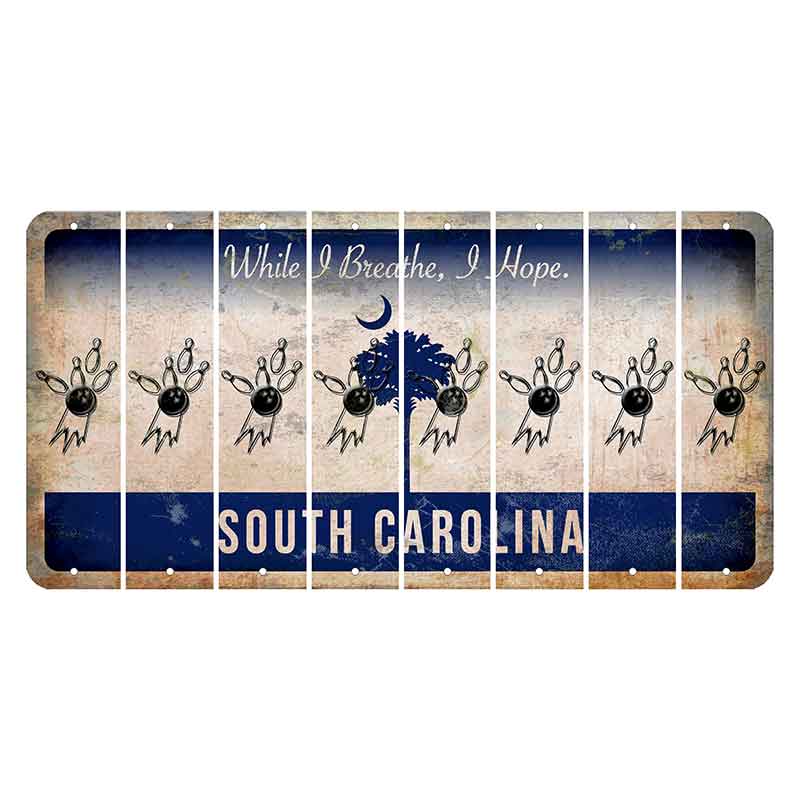 South Carolina While I Breathe Cut License Plate Strips (Set of 8) Bowling