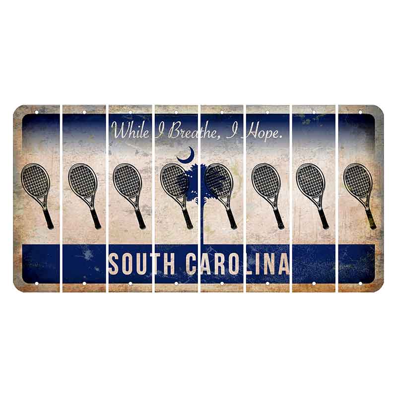 South Carolina While I Breathe Cut License Plate Strips (Set of 8) Tennis Racket