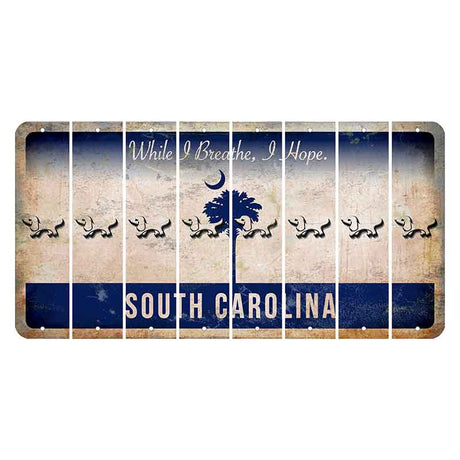 South Carolina While I Breathe Cut License Plate Strips (Set of 8) Dog