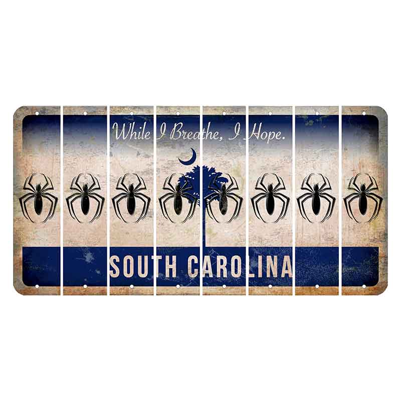 South Carolina While I Breathe Cut License Plate Strips (Set of 8) Spider