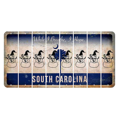 South Carolina While I Breathe Cut License Plate Strips (Set of 8) Snowman