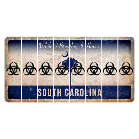 South Carolina While I Breathe Cut License Plate Strips (Set of 8) Radioactive