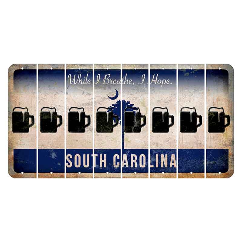 South Carolina While I Breathe Cut License Plate Strips (Set of 8) Beer Mug