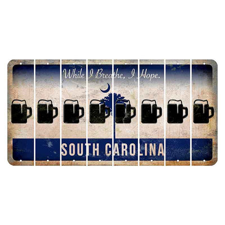 South Carolina While I Breathe Cut License Plate Strips (Set of 8) Beer Mug