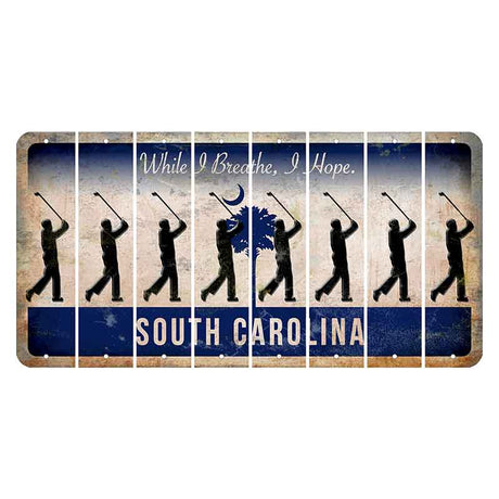 South Carolina While I Breathe Cut License Plate Strips (Set of 8) Male Golfer