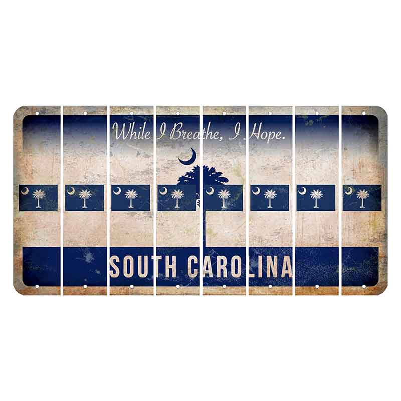 South Carolina While I Breathe Cut License Plate Strips (Set of 8) State Flag