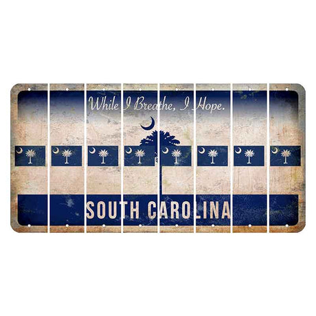 South Carolina While I Breathe Cut License Plate Strips (Set of 8) State Flag