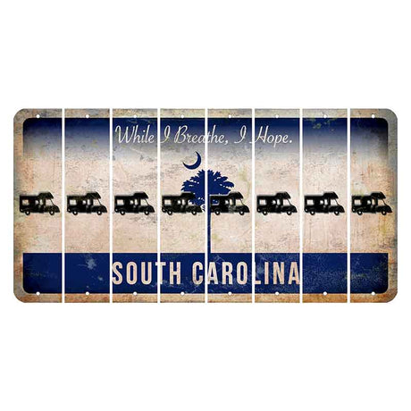 South Carolina While I Breathe Cut License Plate Strips (Set of 8) Camper