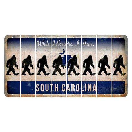 South Carolina While I Breathe Cut License Plate Strips (Set of 8) Bigfoot