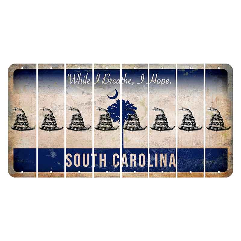 South Carolina While I Breathe Cut License Plate Strips (Set of 8) Gadsden