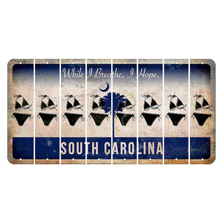 South Carolina While I Breathe Cut License Plate Strips (Set of 8) Bikini