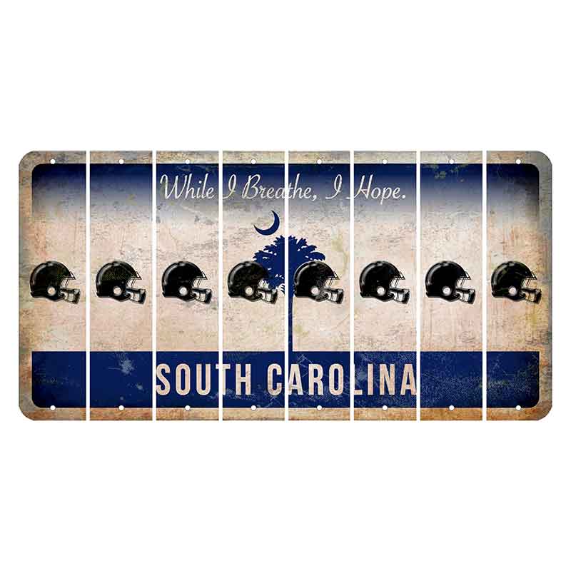 South Carolina While I Breathe Cut License Plate Strips (Set of 8) Football Helmet