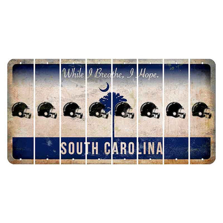 South Carolina While I Breathe Cut License Plate Strips (Set of 8) Football Helmet