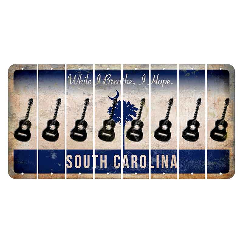 South Carolina While I Breathe Cut License Plate Strips (Set of 8) Guitar