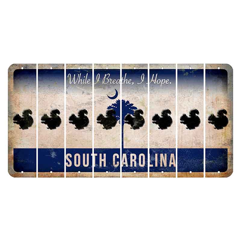 South Carolina While I Breathe Cut License Plate Strips (Set of 8) Squirrel