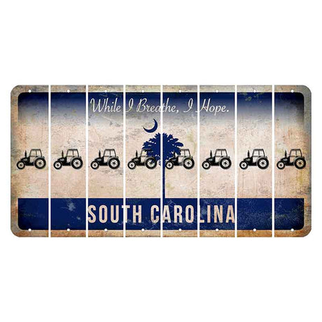 South Carolina While I Breathe Cut License Plate Strips (Set of 8) Tractor