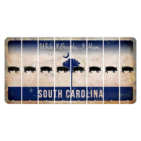 South Carolina While I Breathe Cut License Plate Strips (Set of 8) Pig