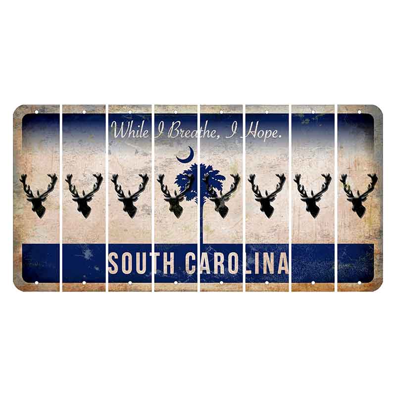 South Carolina While I Breathe Cut License Plate Strips (Set of 8) Elk