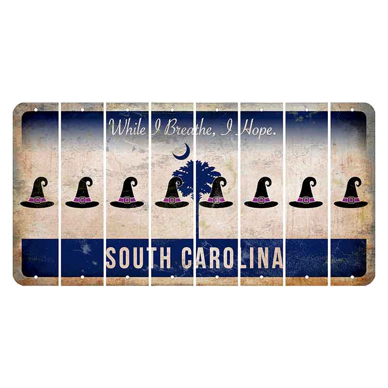 South Carolina While I Breathe Cut License Plate Strips (Set of 8) Witches Hat