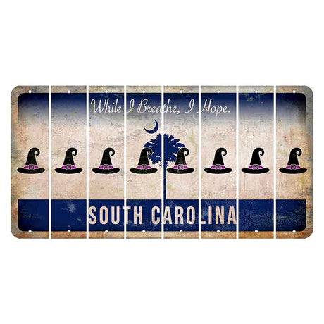 South Carolina While I Breathe Cut License Plate Strips (Set of 8) Witches Hat