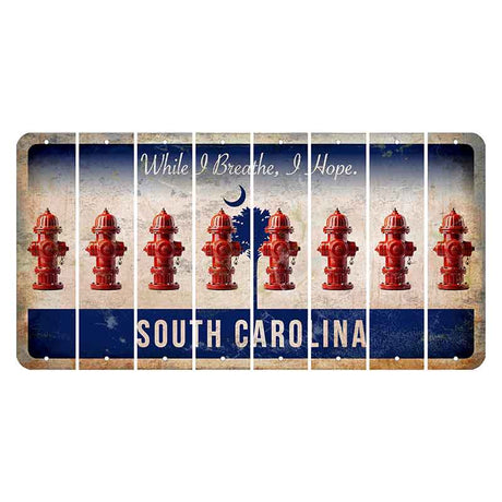 South Carolina While I Breathe Cut License Plate Strips (Set of 8) Fire Hydrant