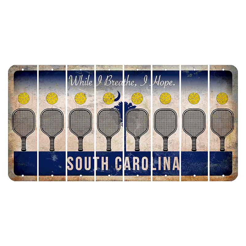 South Carolina While I Breathe Cut License Plate Strips (Set of 8) Pickleball