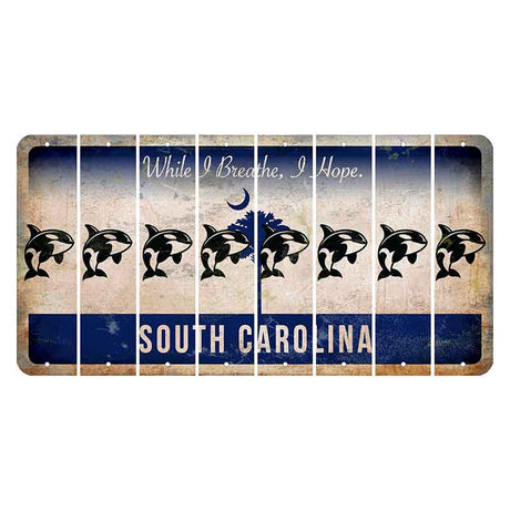 South Carolina While I Breathe Cut License Plate Strips (Set of 8) Whale