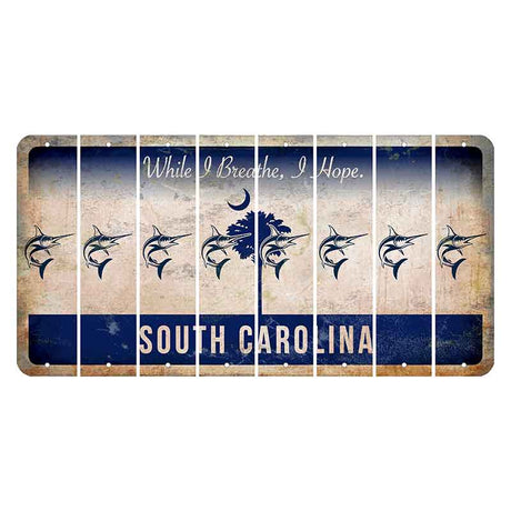 South Carolina While I Breathe Cut License Plate Strips (Set of 8) Swordfish