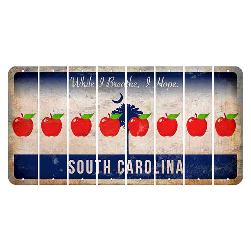 South Carolina While I Breathe Cut License Plate Strips (Set of 8) Apple