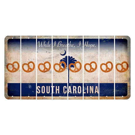 South Carolina While I Breathe Cut License Plate Strips (Set of 8) Pretzel