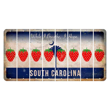 South Carolina While I Breathe Cut License Plate Strips (Set of 8) Strawberry