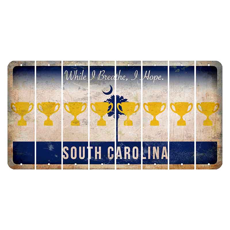 South Carolina While I Breathe Cut License Plate Strips (Set of 8) Trophy