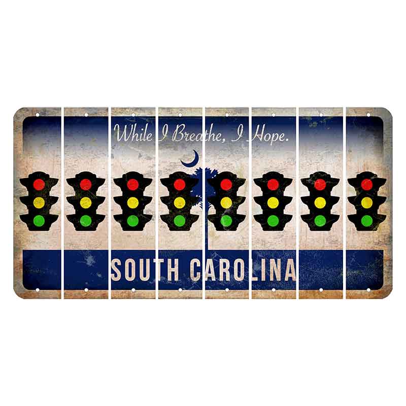 South Carolina While I Breathe Cut License Plate Strips (Set of 8) Traffic Light