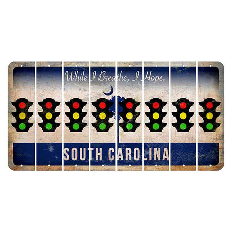 South Carolina While I Breathe Cut License Plate Strips (Set of 8) Traffic Light