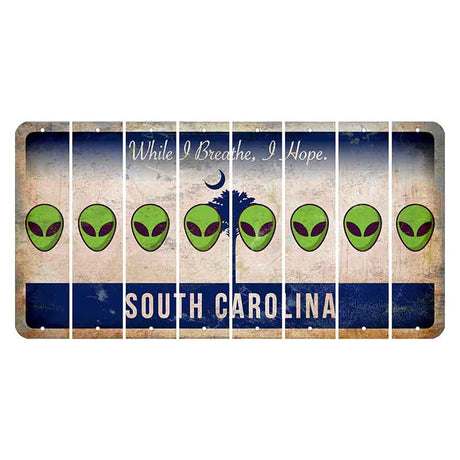 South Carolina While I Breathe Cut License Plate Strips (Set of 8) Alien