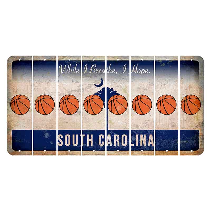 South Carolina While I Breathe Cut License Plate Strips (Set of 8) Basketball